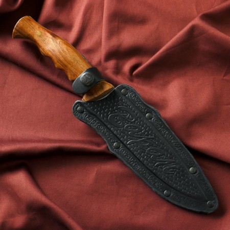 Caucasian knife, tourist "Varan" with scabbard, steel - 40x13, waxed nut, 14.5 cm-3