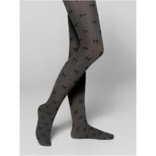 Children's tights with a drawing “Bows” Conte Elegant Samira, height 146-152 cm, Grey color