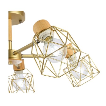 Ceiling EVOLUCE lamp. Sle110402-05. Stelitto. 5x40 watts, E27, 68x68x35 cm, golden color, light wood-17