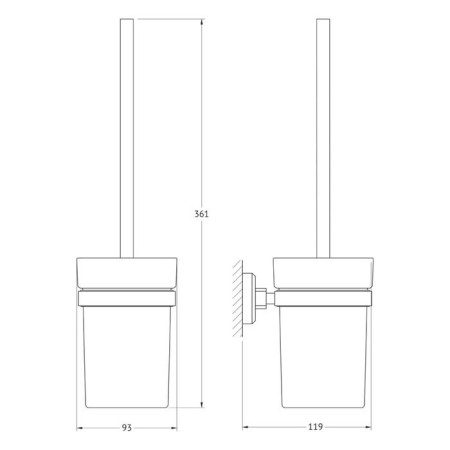 Holder with toilet ruff, matte glass, chrome-1