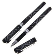 Gel pen, 0.5 mm, black, silver body with a pattern