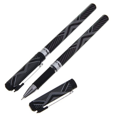 Gel pen, 0.5 mm, black, silver body with a pattern