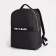 A backpack with a zipper, "saxi", a laptop department, black color