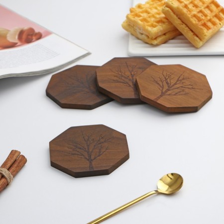 Set of stands for mugs Magistro "Tree", 4 pcs, acacia