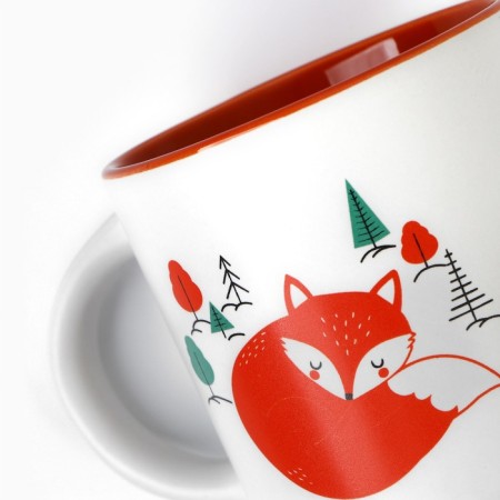 Ceramic "Fox" mug, 380 ml, white color-4