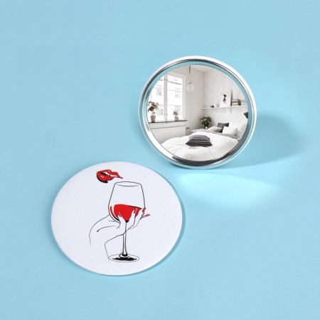 Wine Not mirror, D 7.5 cm, MIX drawing-2