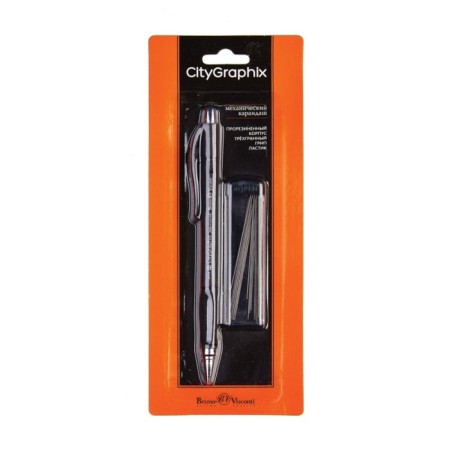 Mechanical pencil 0.5 mm BrunovisConti. CityGraphix, 2B, Soft Touch coating, with a set of spare rods, mix-4