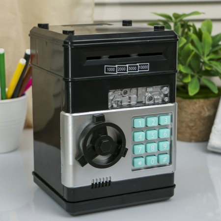 Piggy bank Plastic for coins and bills "safe" code castle, sound 3AA MIX 19.5x12.3x13 cm-6