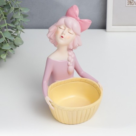 Souvenir Polystone stand "Girl with basket" MIX 20.3x16.8x25.5 cm-1