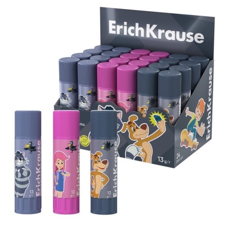 Glue-pencil 13g Erichkrause Easystick "Prostokvashino" PVP, economical consumption, mix