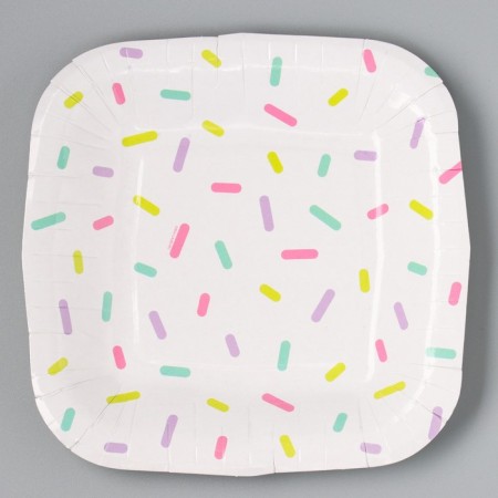 Disposable plate paper square "festive" white, 16.5x16.5 cm-1