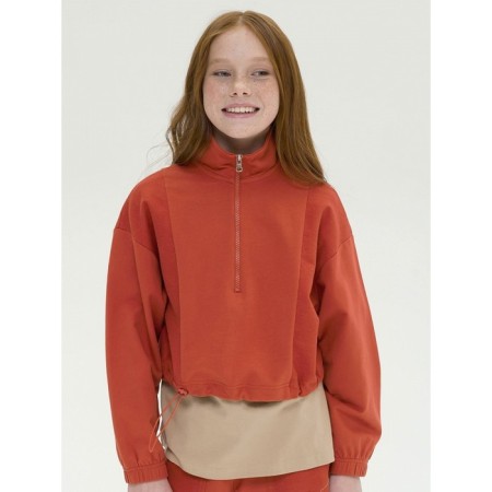 Sweatshirt for girls, height 116 cm, terracotta color-1