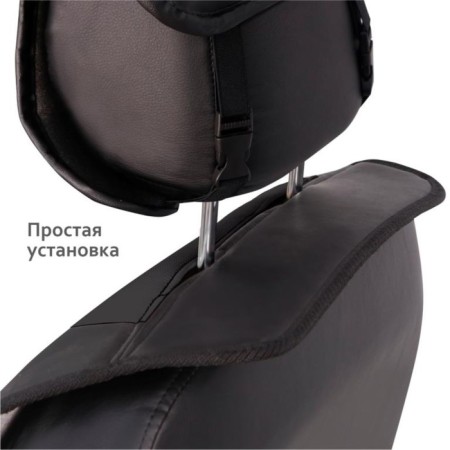Press on the universal seat Voin Cover Plain, eco -leather, set 1pcs, foams 7mm, black 77718-4