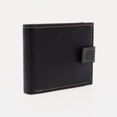 Men's purse on a button, for bills, for cards, for coins, brown color