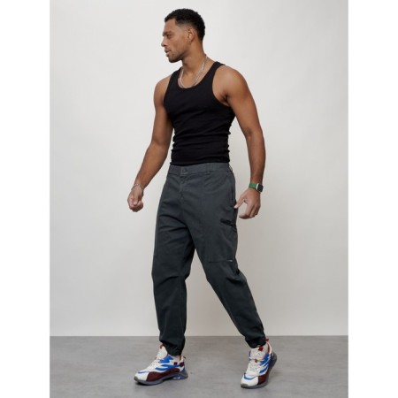 Cargo jeans men, size 46-48, dark gray color-1