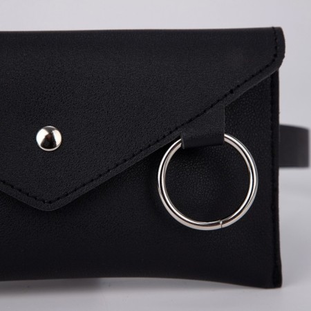 Female belt bag on the button, black color-2