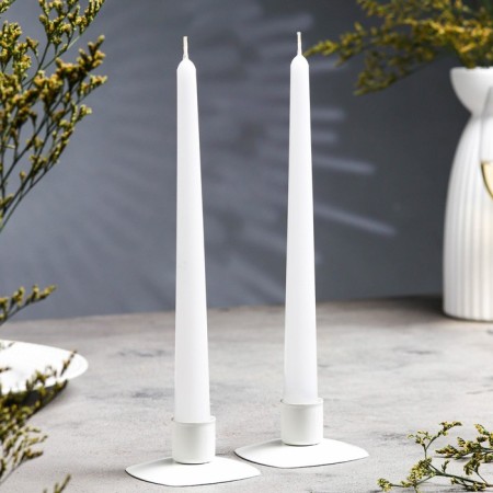 A set of antique candles, 2.3x 24.5 cm, 5 hours, 55 g, 2 pieces, white