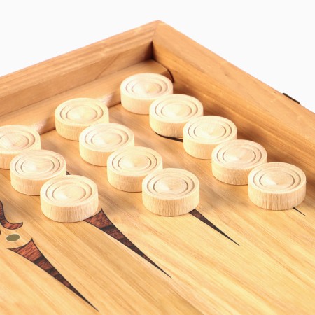 Wooden backgammon is large, with “Marketri-21” checkers, a board game, 60 x 60 cm-4