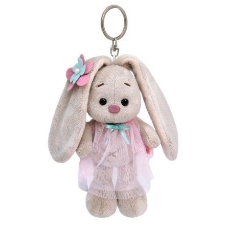 Soft toy-cords "Bunny mi in a pink dress, with a flower", 14 cm
