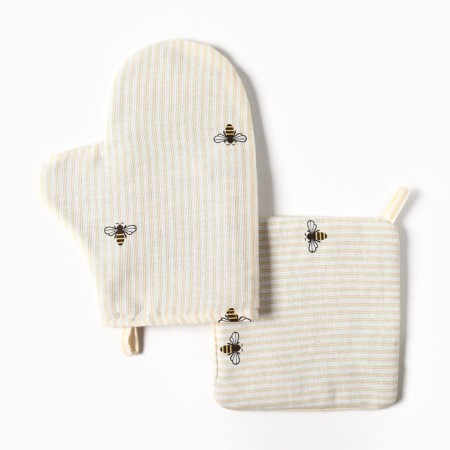 Set of kitchen. Dolyana "Bee": mittens 20x27 cm, 19x19 cm tack, mint 164 g/m2, 100% HL
