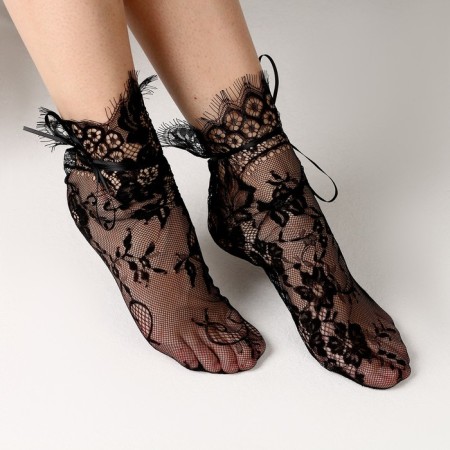 Carnival accessory, socks, black, lace-1