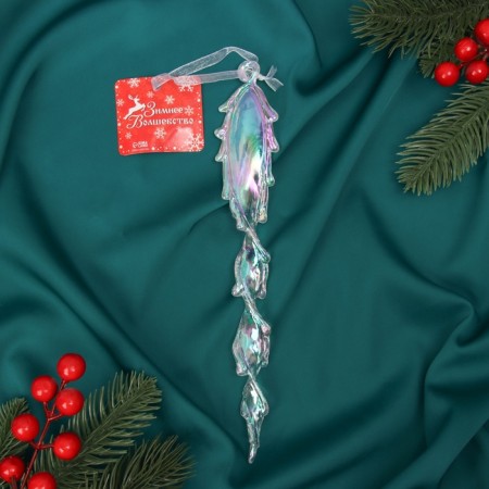 Christmas tree decoration "curled icicle" 22x3.5 cm, transparent-2