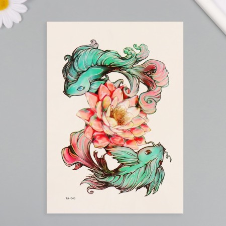 Tattoo on the body color "delicate fish" 26.1x14.6 cm-1