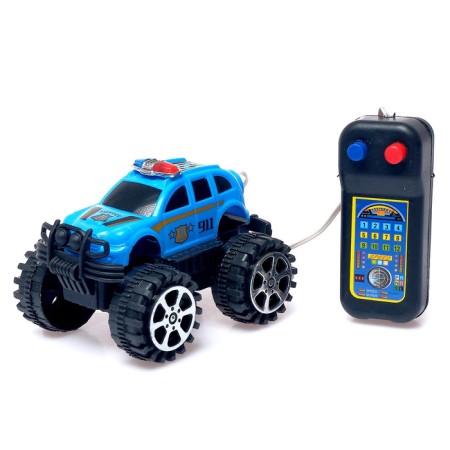 Police jeep, at remote control, works from batteries, mix