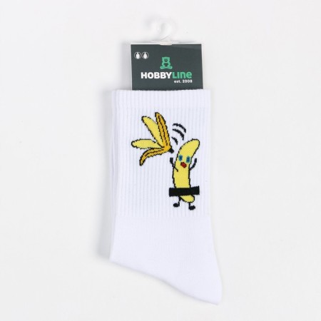 Socks "banana without peel", white color, size 36-40-4