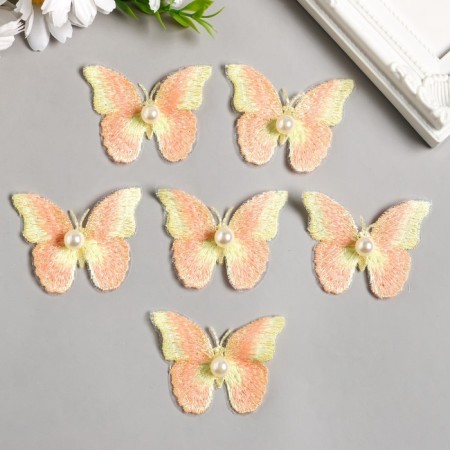 Decor for creativity Textile Embroidery "Blobo yellow-orange" double wings 5x6 cm-1