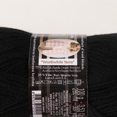 Yarn "Superlana Klasik" 25% wool, 75% acrylic 280m/100g (60 black)-3