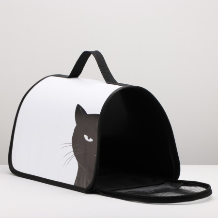 Bag - Frame -40 x 25 x 25 cm, white with a cat-4
