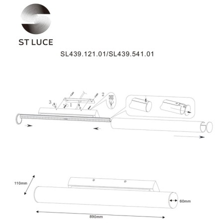 Wall lamp ST LUCE. SL439.541.01. 1x30 W, LED, 4000K, 2800 LM, 89x6 cm, white color-9