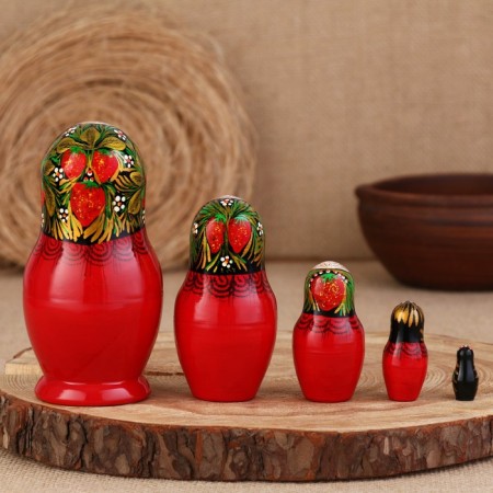 Matryoshka 5 puppet "Tatyana", Khokhloma, 14-15 cm-1