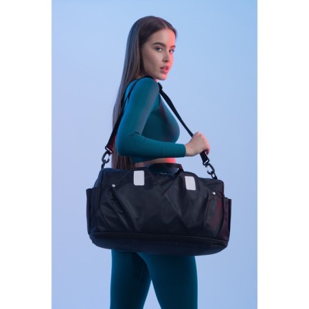Sports bag with lightning with an increase, 4 outer pockets, black color-1