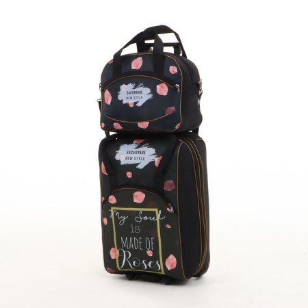 Small Small suitcase 20 "with a bag, a lightning department, with an extension, the color is black
