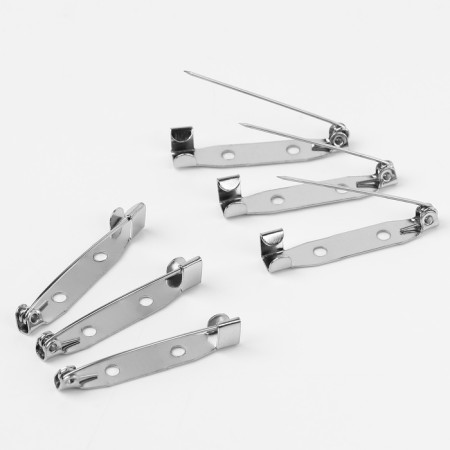 The base for brooches, 2 holes, 32 mm, 10 pcs, silver color-4