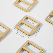 The buckle is regulatory, two -sided, the inner width is 20 mm, the thickness is 2.5 mm, 5 pcs, the color of the gold