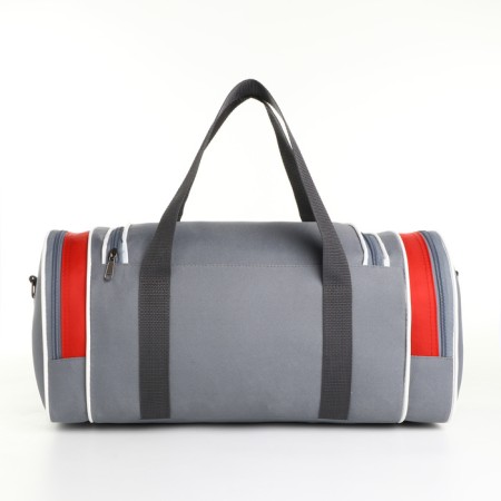 Sports bag, 3 parts on zippers, external pocket, gray/red color-1