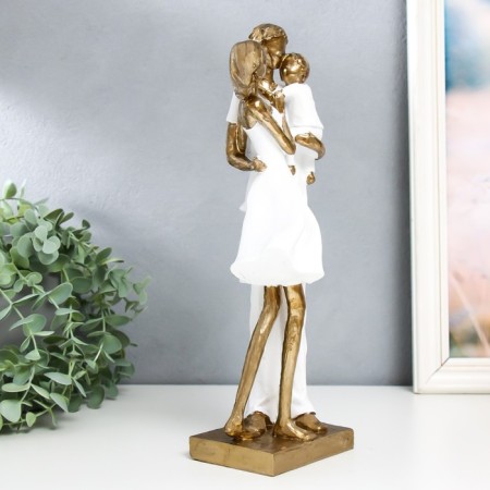 Polystone souvenir "Family couple with son" White 10x12x32 cm-1