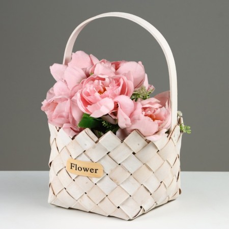 Wicker basket, d20 x 15/33 cm, white, sequoia-1