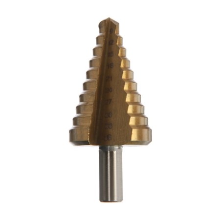 Drill step tundra, HSS, tin, trihedral shank, 9 - 36 mm-2