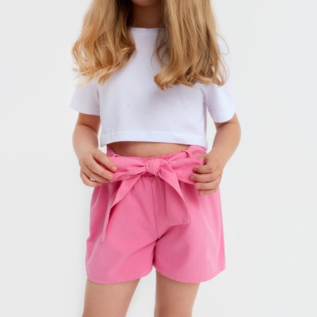 Shorts for a girl with a KAFTAN belt, size 30 (98-104), bright pink color-3