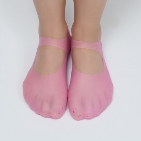 Socks for pedicure, silicone, with perforation, with a strap, size L, pink color-9