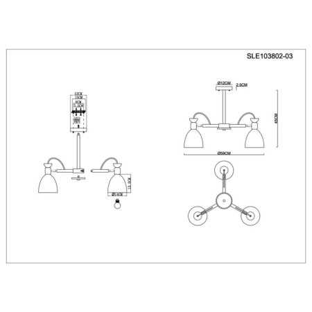 Ceiling EVOLUCE lamp. Sle103802-03. Balcamo. 3x60 watts, E27, 59x59x45 cm, color light wood, white-9