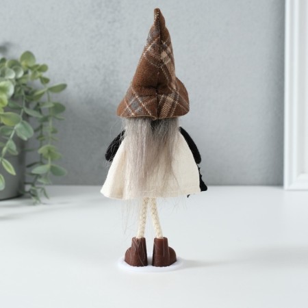 Interior doll "Baba Yaga in a white sundress with a flying mouse" 4.5x7.5x18 cm-3