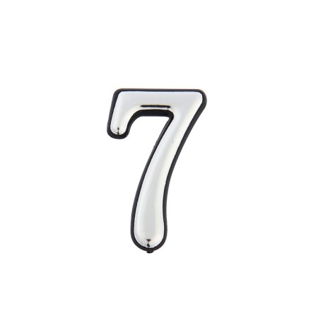 Door number "7", plastic, chromium color