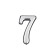 Door number "7", plastic, chromium color