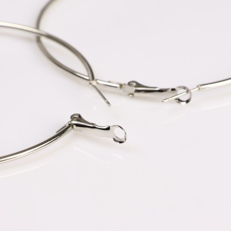 Earrings of the Ring "Classic" d = 7 cm, color silver-2