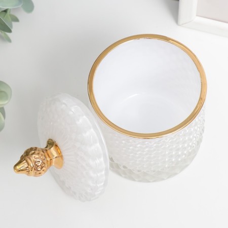 Casket Glass "Rombs and Dome" White with gold 14x8.2x8.2 cm-1